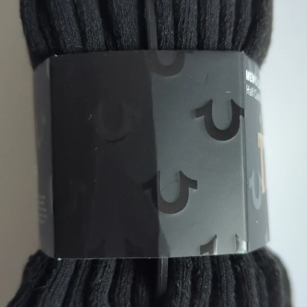True Religion Brand Jeans Men's Half Cushion Cuts 12 Pack Black Socks Sz 10-13
